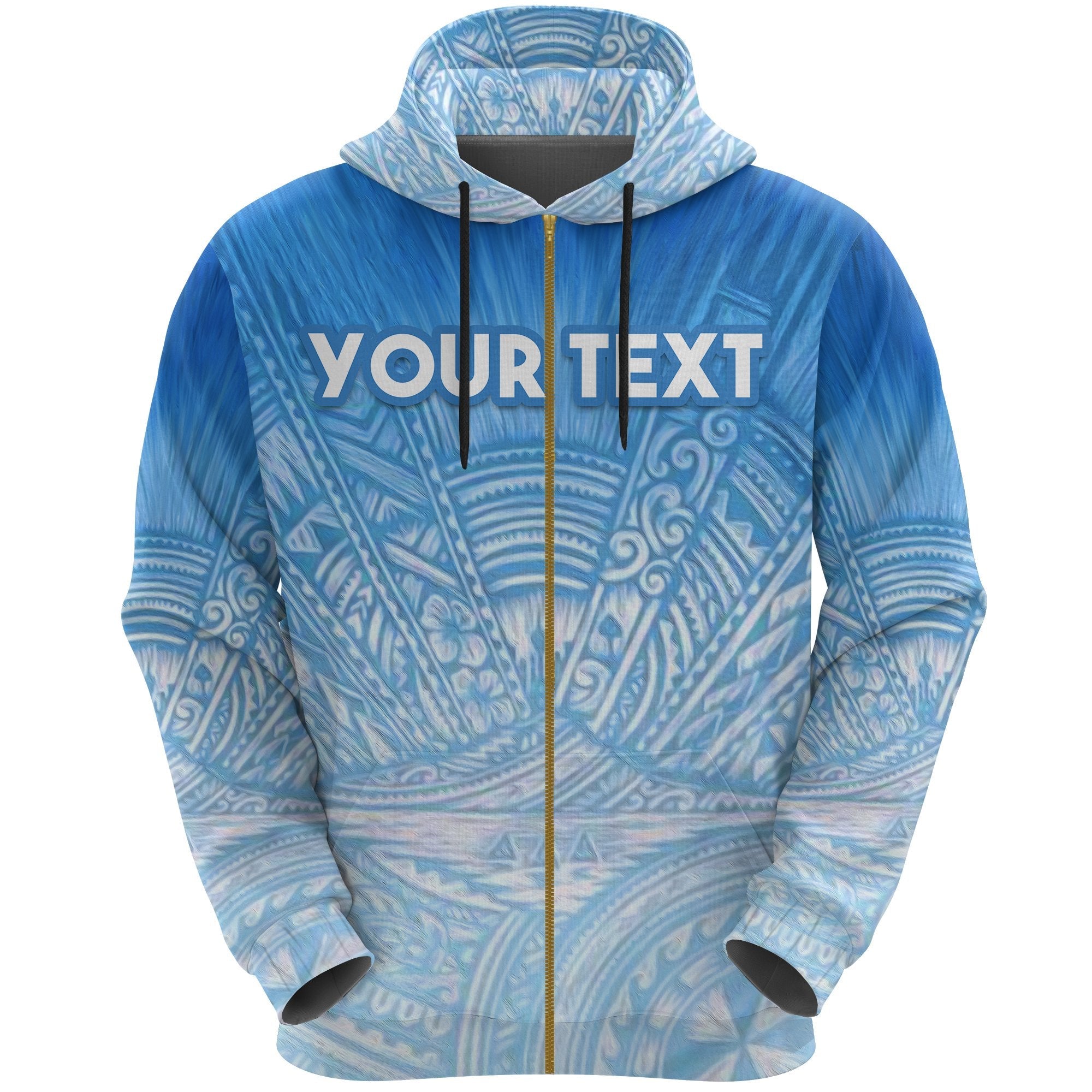 New Zealand Auckland Custom Personalized Zip Up Hoodie Blue Rugby - Vibe Hoodie Shop