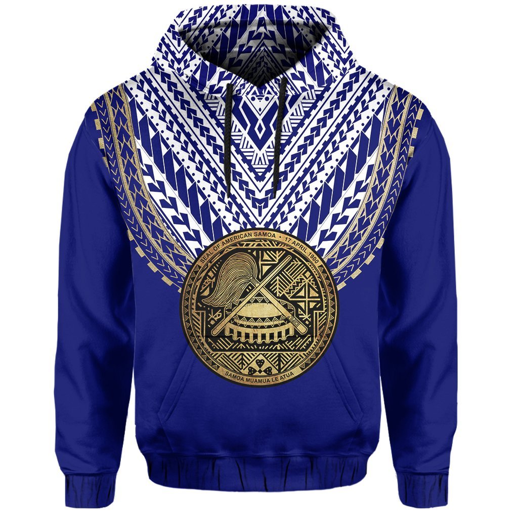 American Samoa Coat Of Arms Polynesian Hoodie - One Side Style Blue - Vibe Hoodie Shop