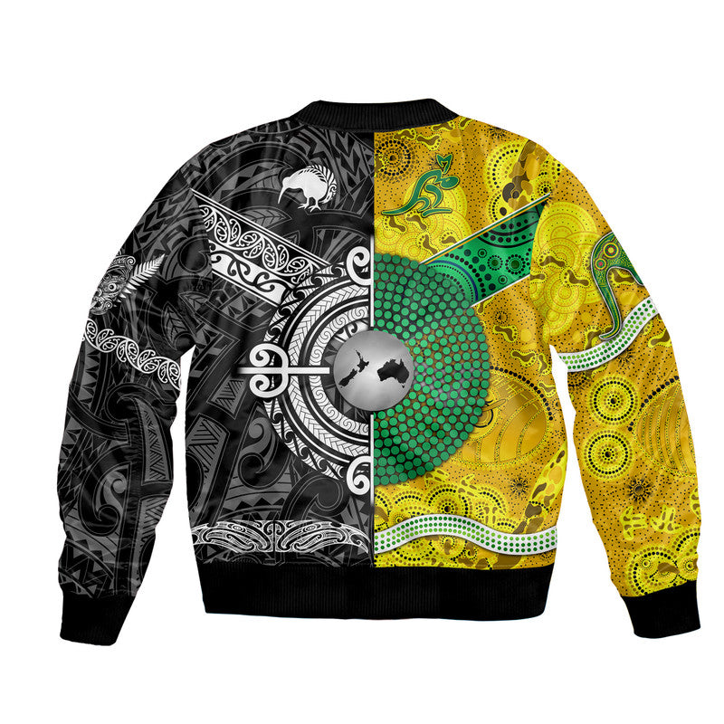 New Zealand Maori All Black And Australia Wallabies Aboriginal Bomber Jacket Rugby Together - Vibe Hoodie Shop