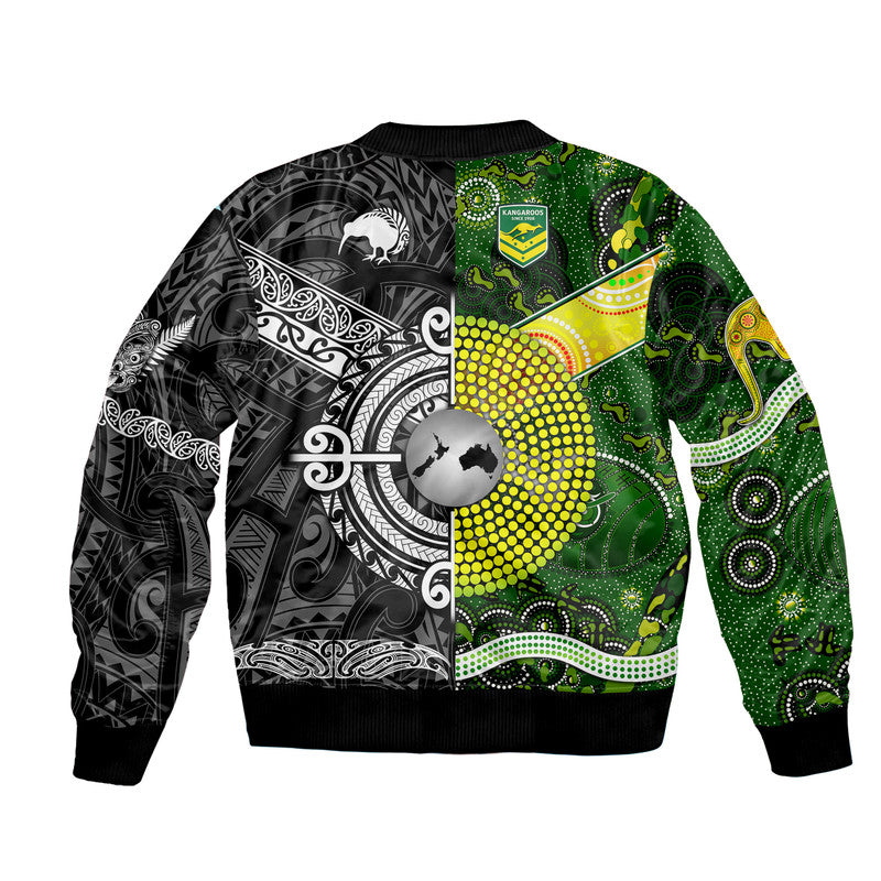 New Zealand Maori All Black And Australia Kangaroos Aboriginal Bomber Jacket Rugby Together - Vibe Hoodie Shop