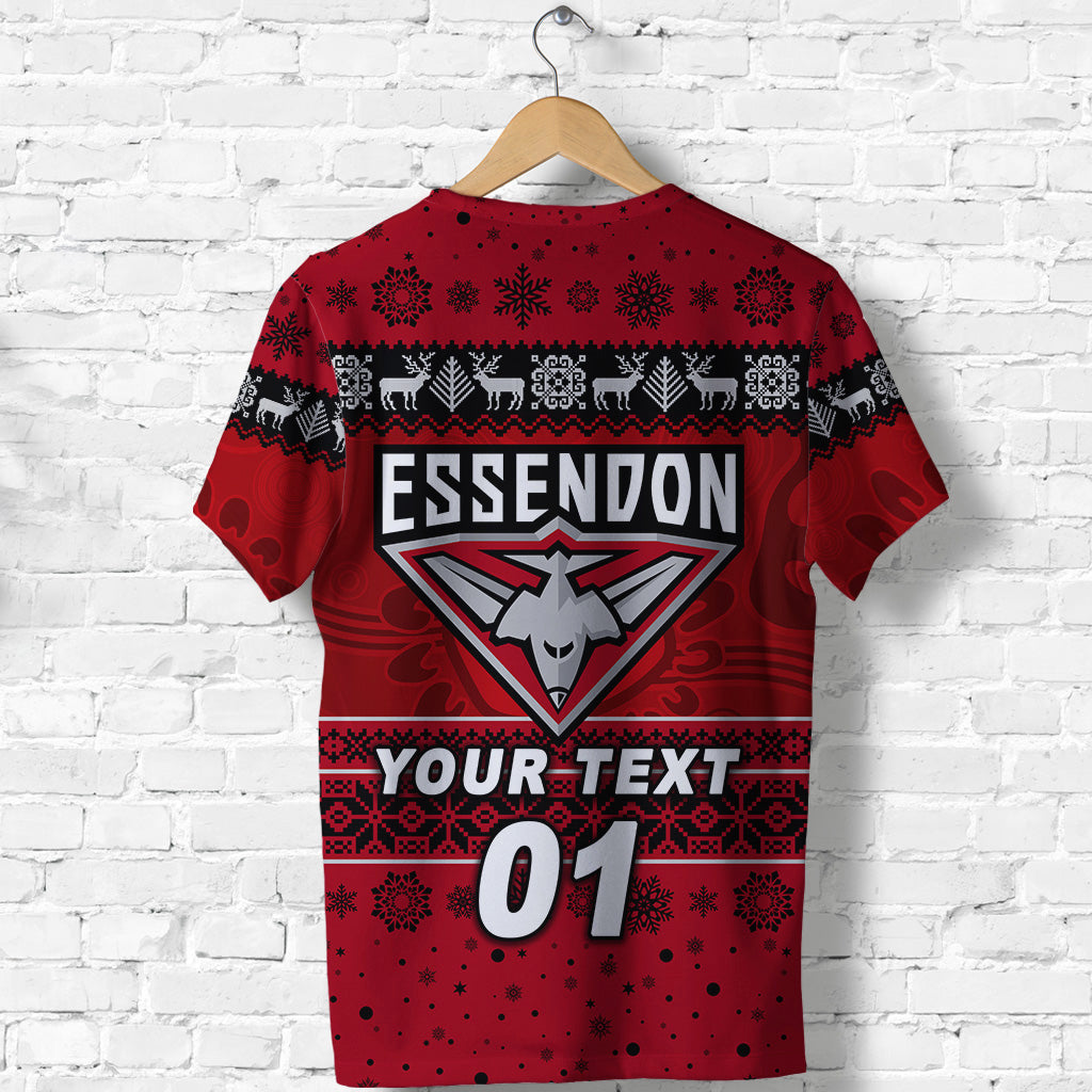 (Custom Personalised) Essendon Bombers T shirt Christmas Simple Style - Red - Vibe Hoodie Shop