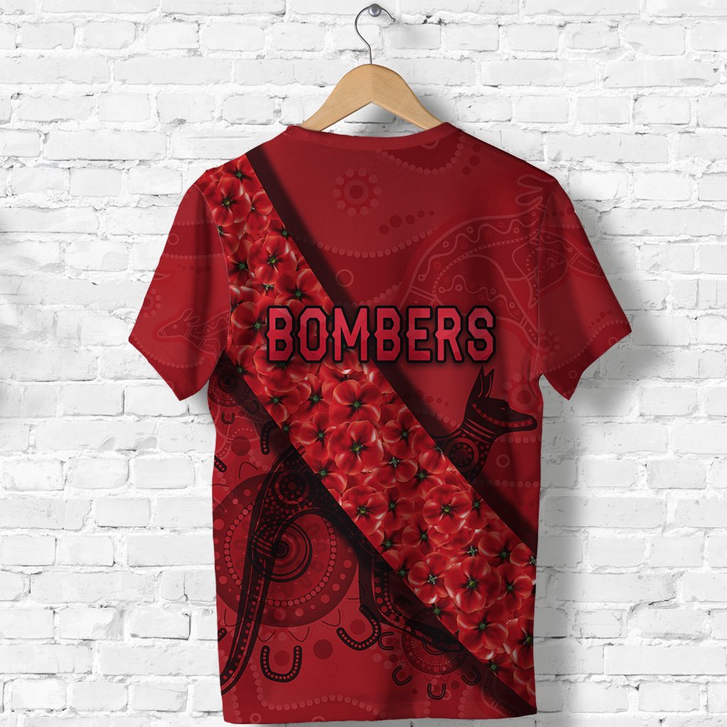 (Custom Personalised) Essendon Bombers T shirt ANZAC Day Indigenous - Red - Vibe Hoodie Shop