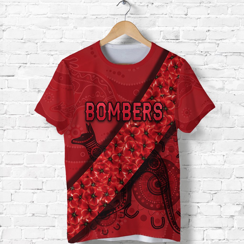 Essendon Bombers T shirt ANZAC Day Indigenous - Red - Vibe Hoodie Shop