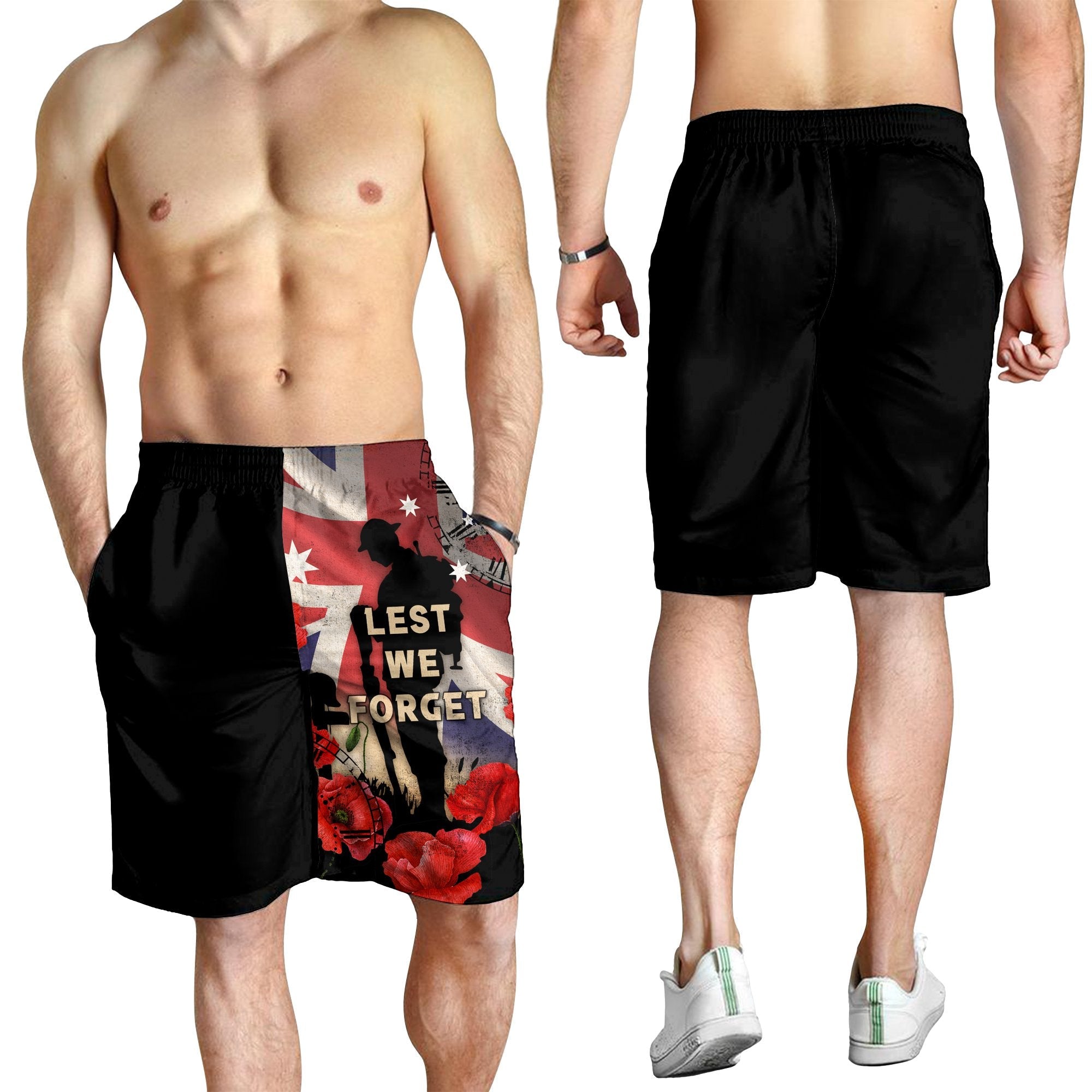 ANZAC Men's Shorts - A Day We Will Never Forget - Vibe Hoodie Shop