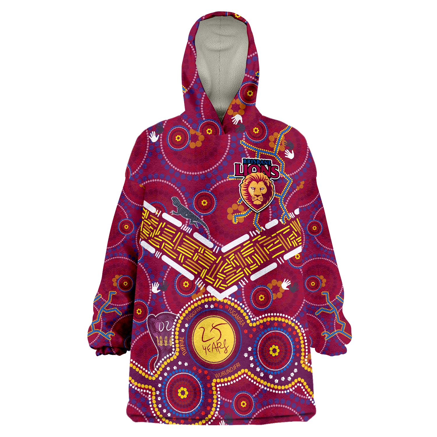 Brisbane Football Indigenous Pattern Go Lions Unique Version Wearable Blanket Hoodie - Vibe Hoodie Shop
