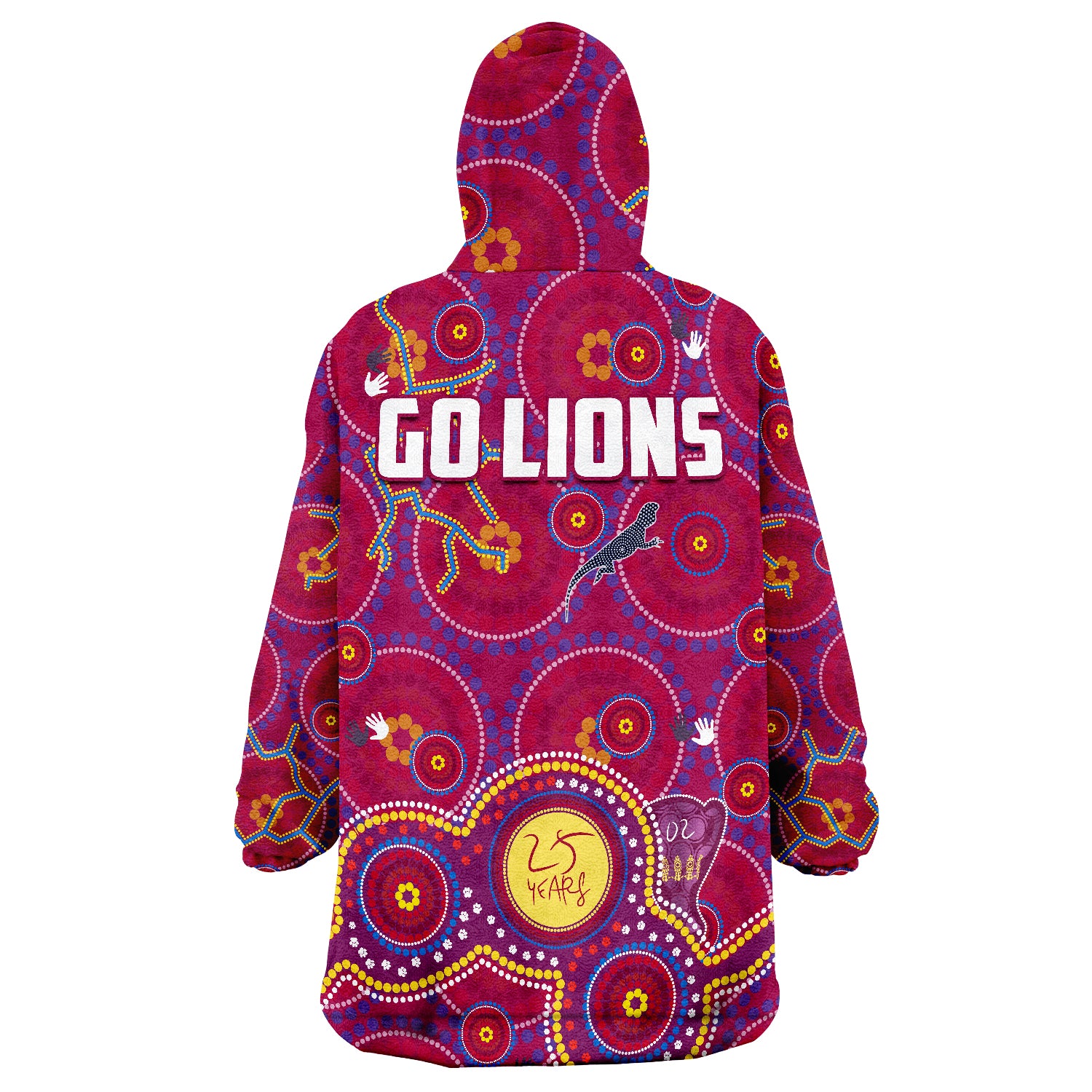 Brisbane Football Indigenous Pattern Go Lions Unique Version Wearable Blanket Hoodie - Vibe Hoodie Shop