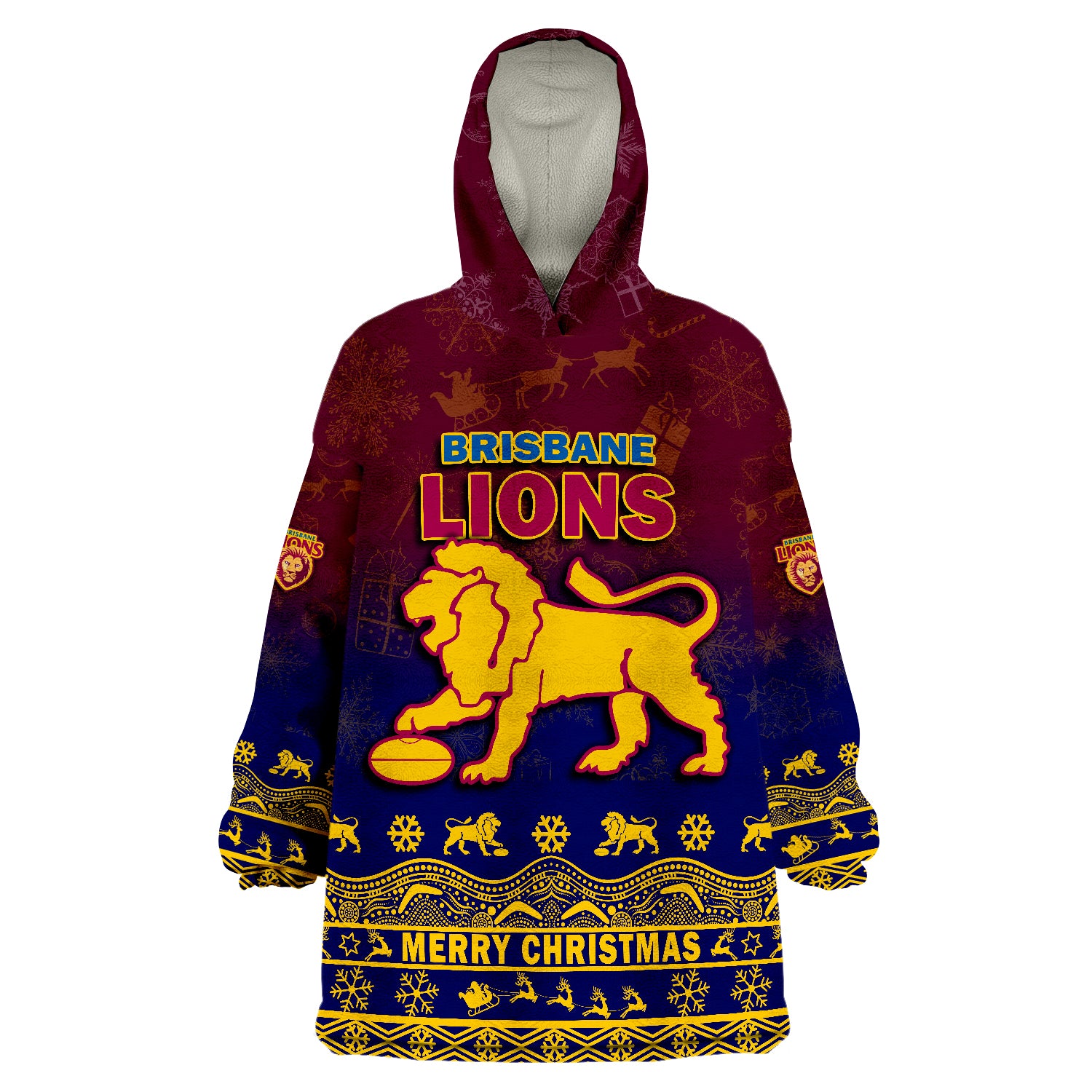 Brisbane Unique Lions Winter Season Lions Merry Christmas Wearable Blanket Hoodie - Vibe Hoodie Shop