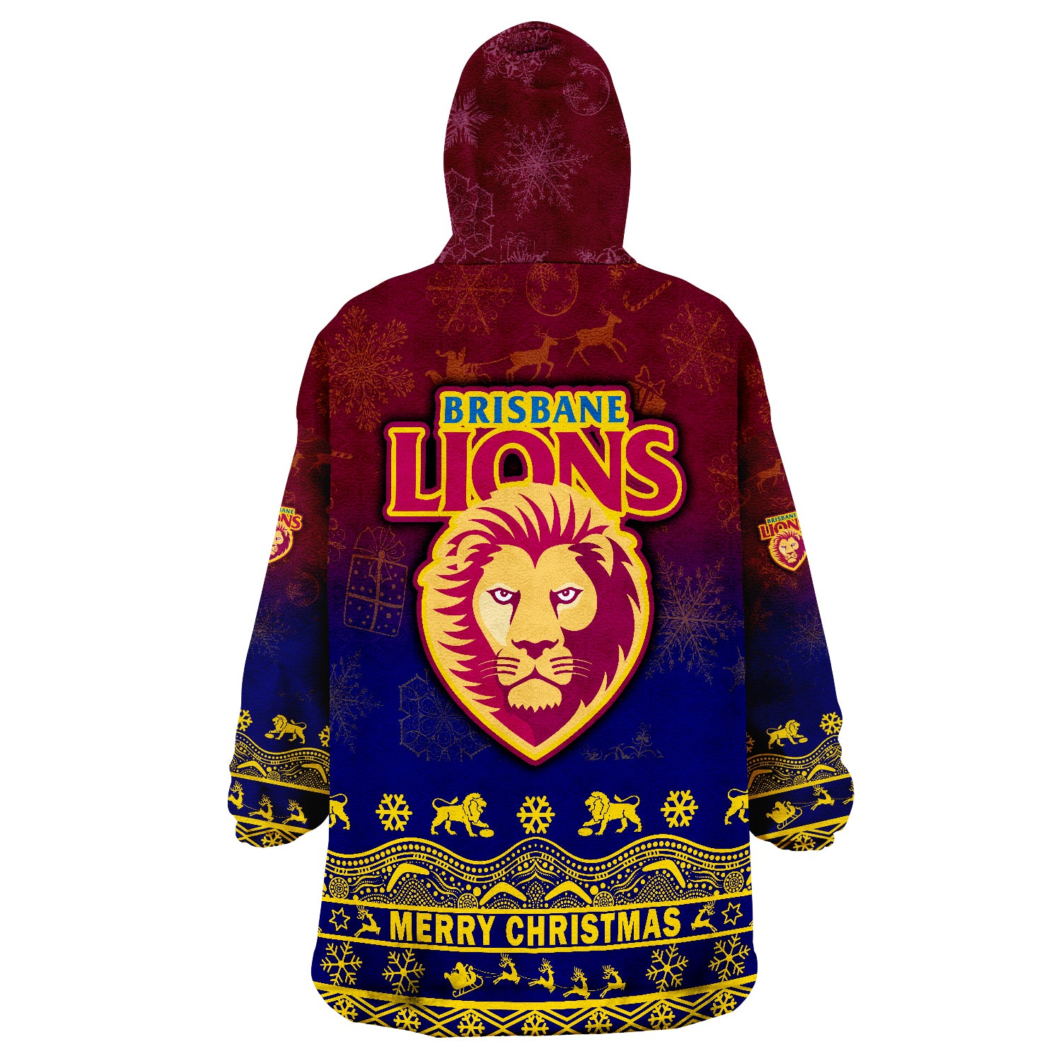 Brisbane Unique Lions Winter Season Lions Merry Christmas Wearable Blanket Hoodie - Vibe Hoodie Shop