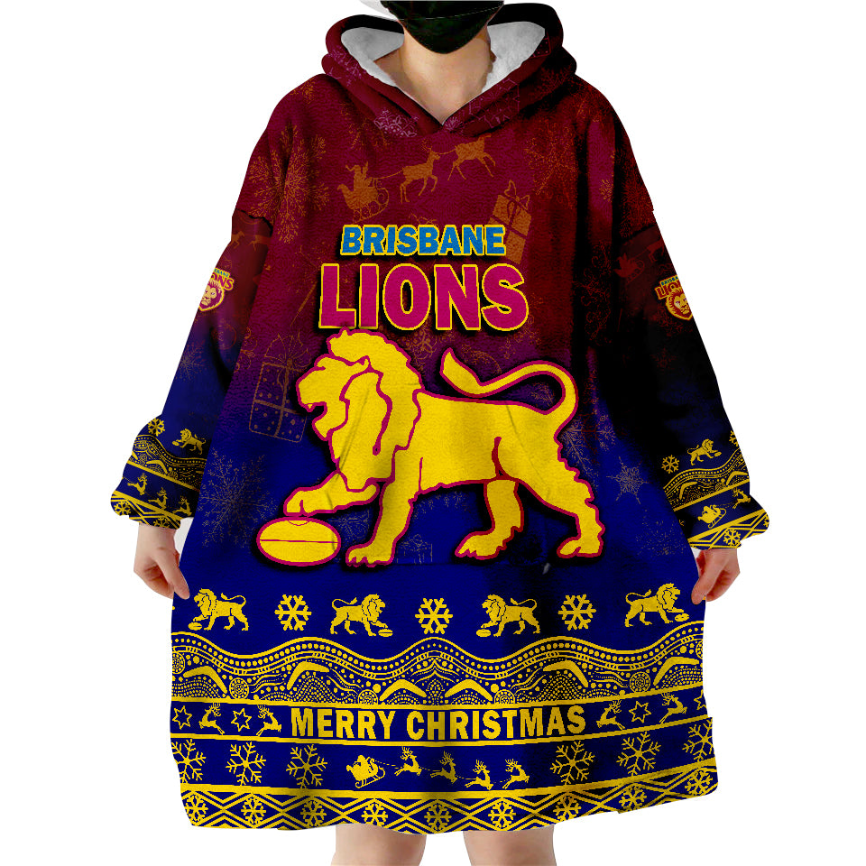 Brisbane Unique Lions Winter Season Lions Merry Christmas Wearable Blanket Hoodie - Vibe Hoodie Shop