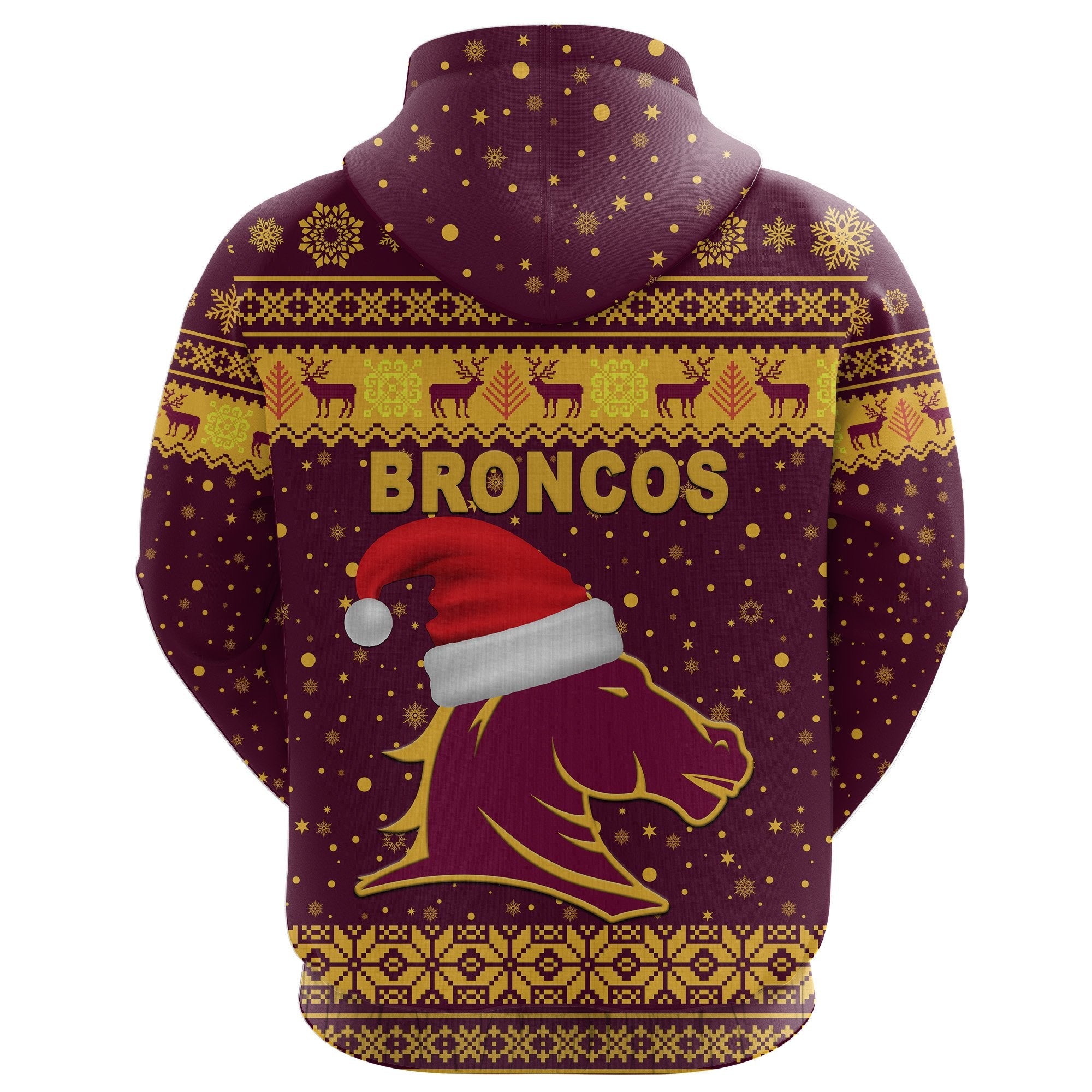 Brisbane Zip Hoodie Broncos Christmas Unique Vibes - Maroon - Vibe Hoodie Shop