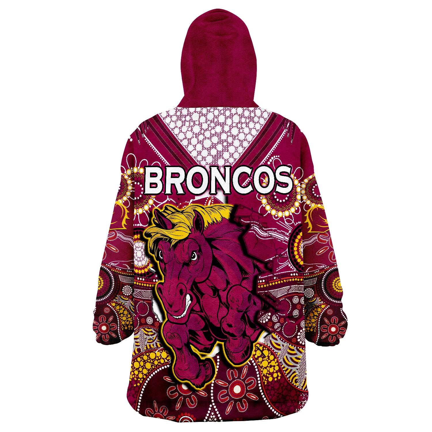 Broncos Rugby Indigenous Pattern Artsy Ver.01 Wearable Blanket Hoodie - Vibe Hoodie Shop