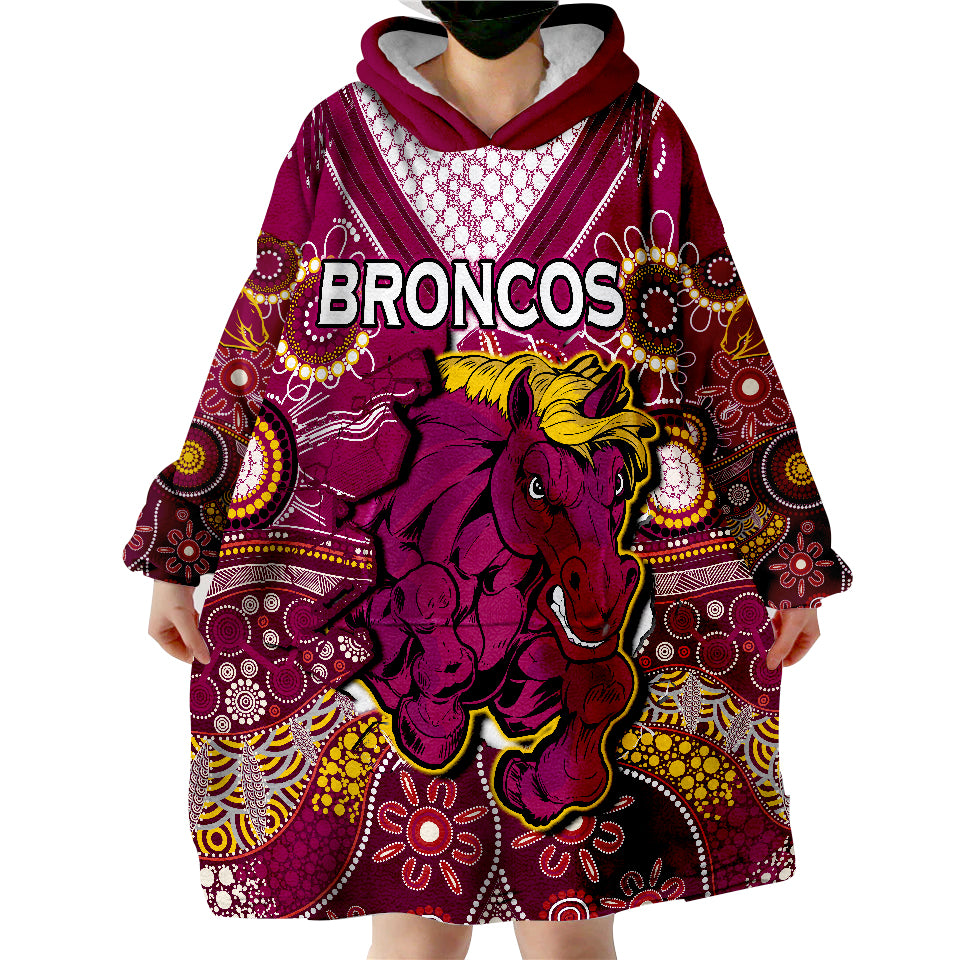 Broncos Rugby Indigenous Pattern Artsy Ver.01 Wearable Blanket Hoodie - Vibe Hoodie Shop