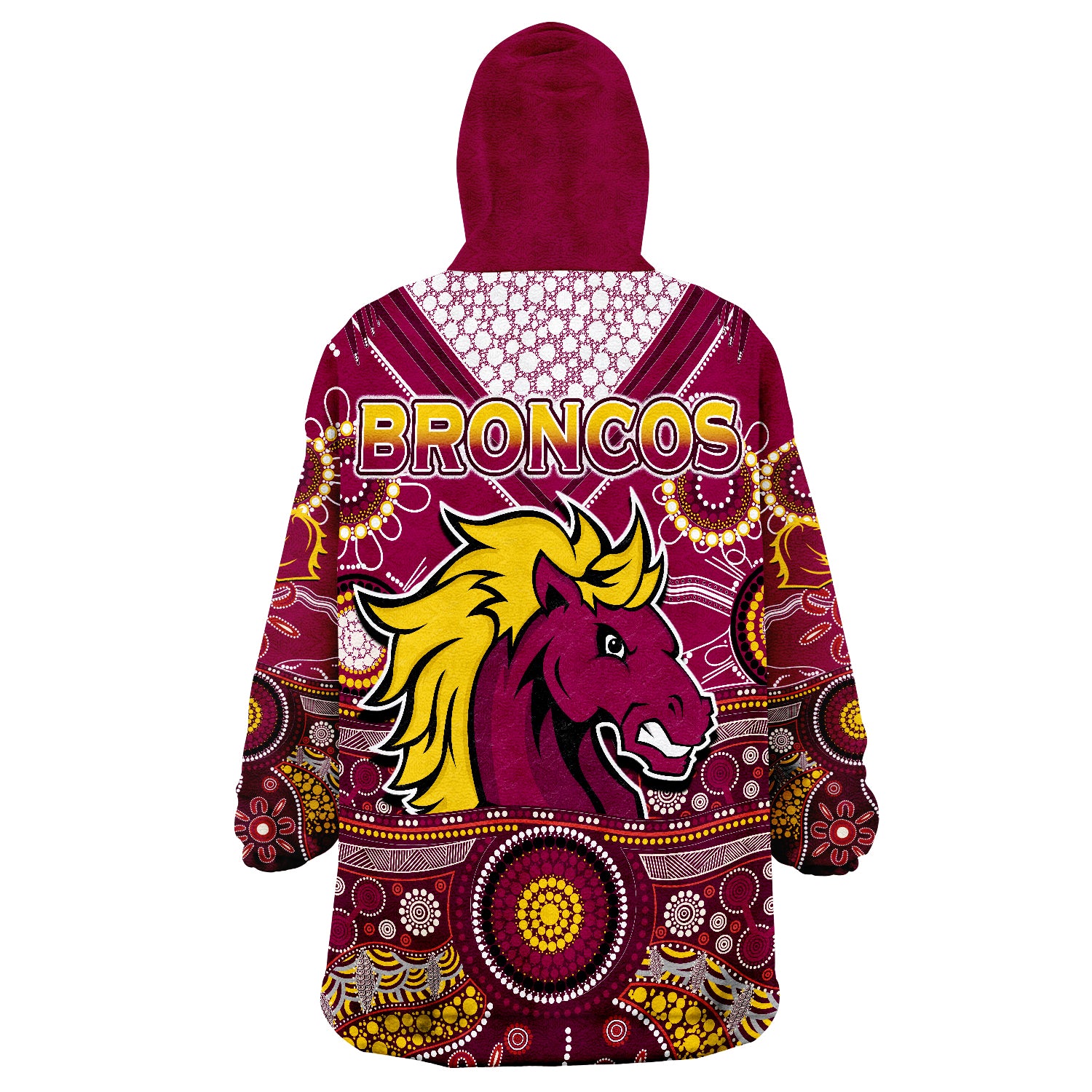 Broncos Rugby Indigenous Pattern Artsy Ver.02 Wearable Blanket Hoodie - Vibe Hoodie Shop