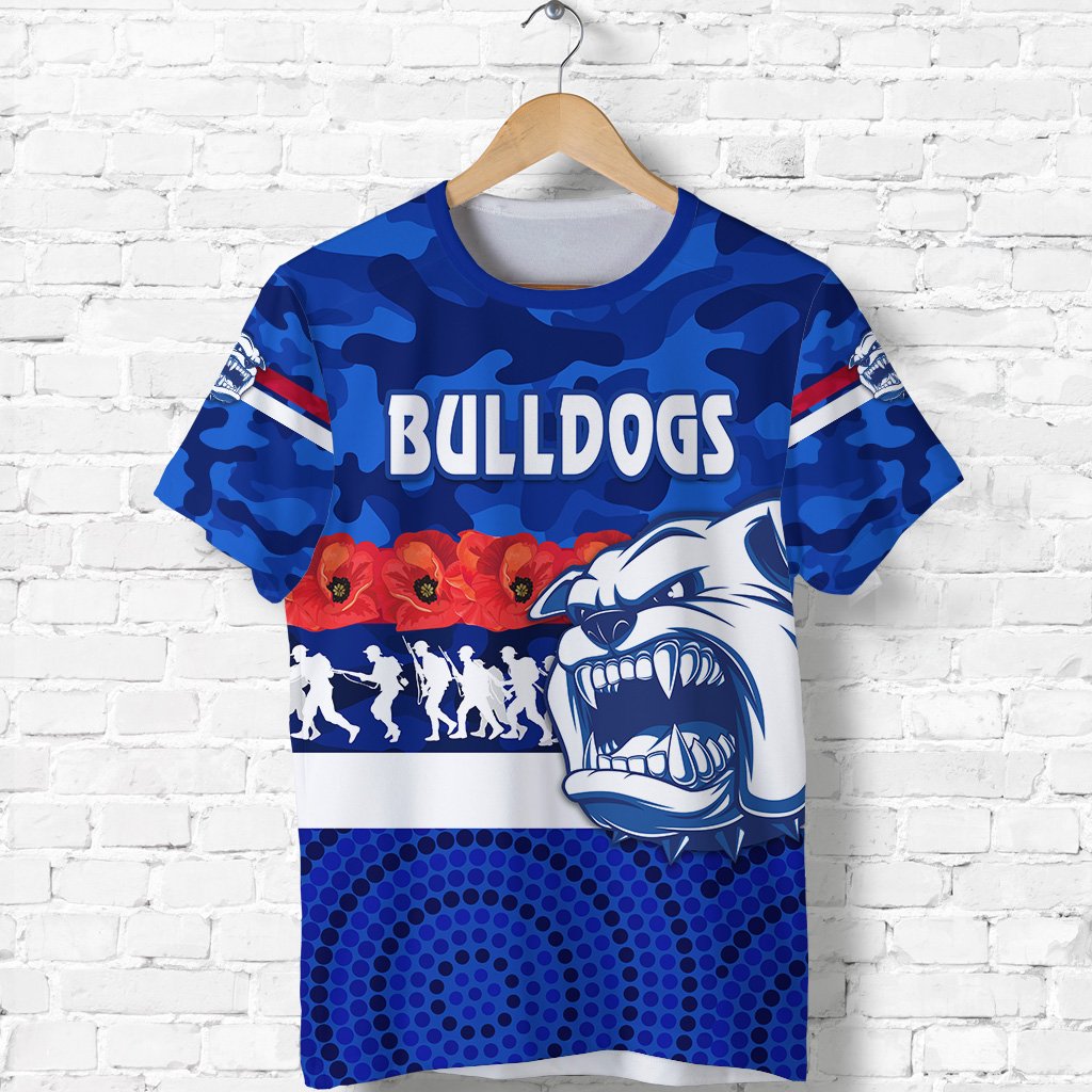 Western Bulldogs T shirt ANZAC Day Poppy Flower - Vibe Hoodie Shop