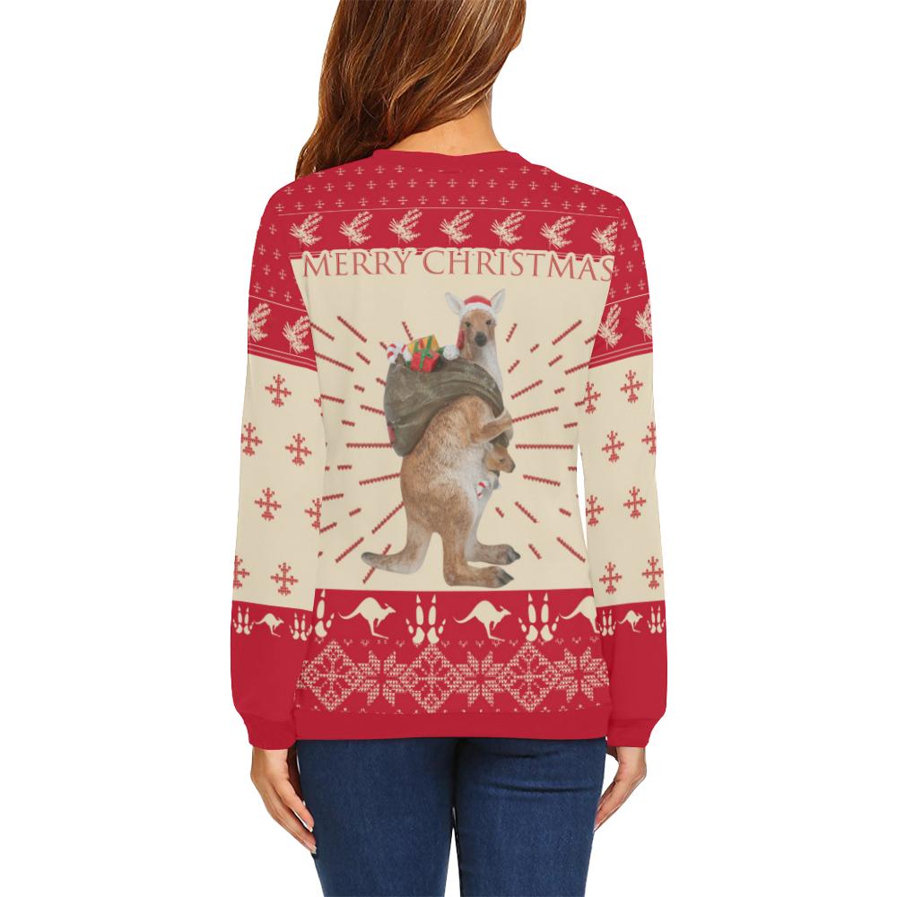 Christmas Sweatshirt, Kangaroo Santa Hat Symbol Patterns - Vibe Hoodie Shop
