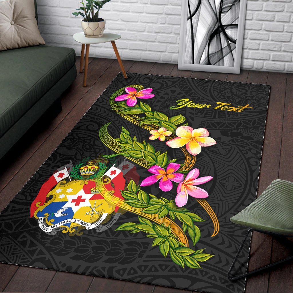 Tonga Polynesian Custom Personalised Area Rug - Plumeria Tribal - Vibe Hoodie Shop