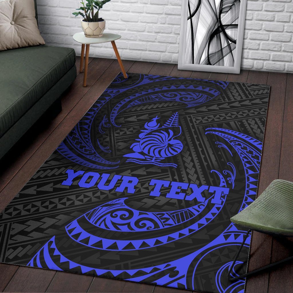 New Caledonia Polynesian Custom Personalised Area Rug - Blue Tribal Wave - Vibe Hoodie Shop