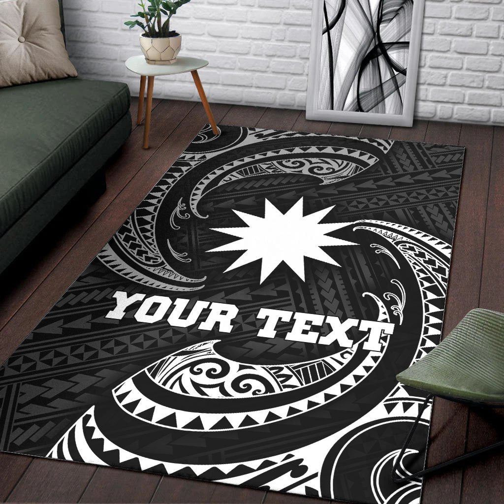 Nauru Polynesian Custom Personalised Area Rug - White Tribal Wave - Vibe Hoodie Shop