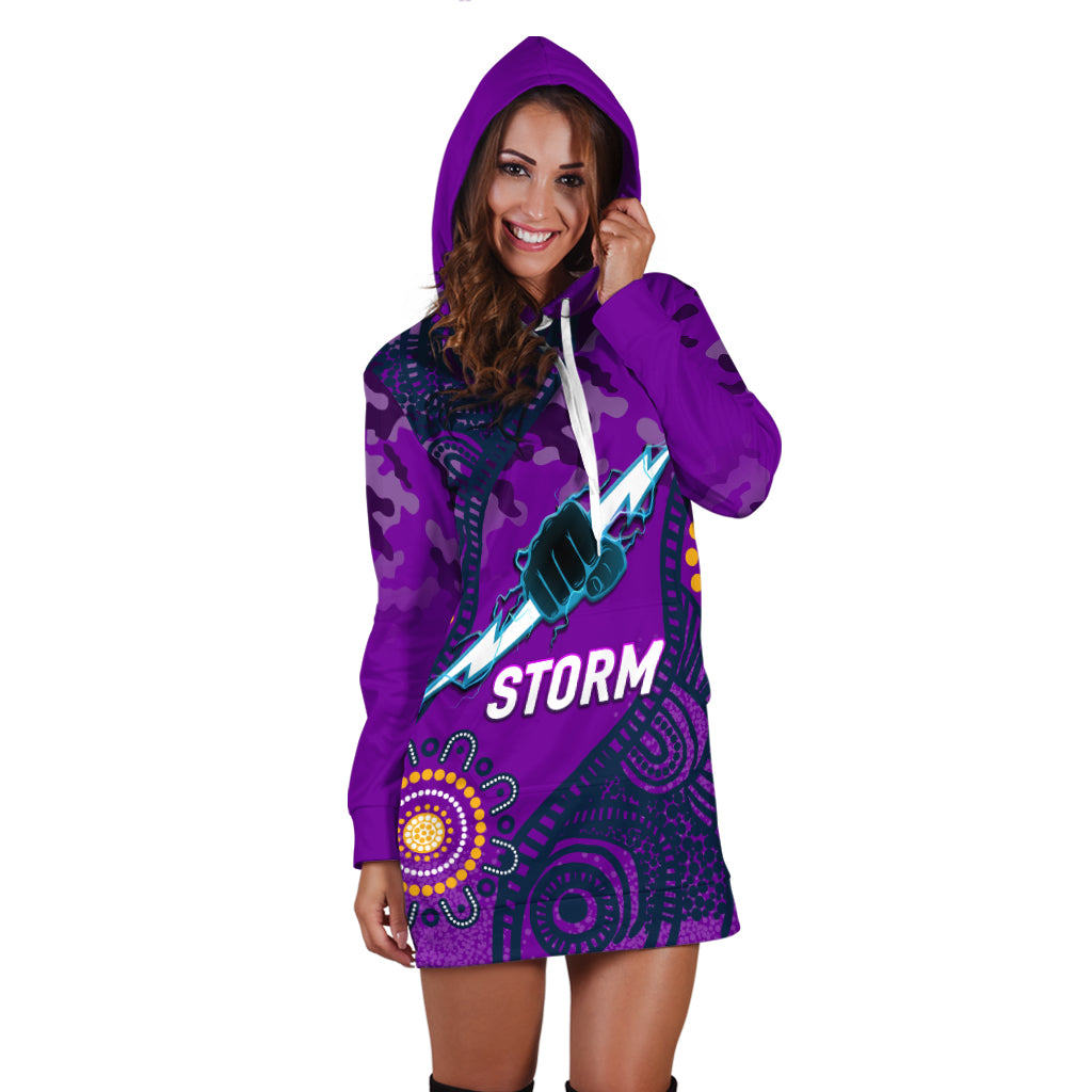 (Custom Personalised) Storm Rugby ANZAC Day Camouflage Indigenous Art Hoodie Dress - - Vibe Hoodie Shop