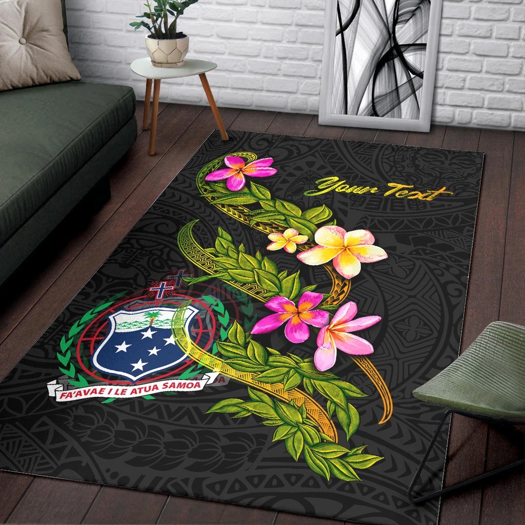 Samoa Polynesian Custom Personalised Area Rug - Plumeria Tribal - Vibe Hoodie Shop