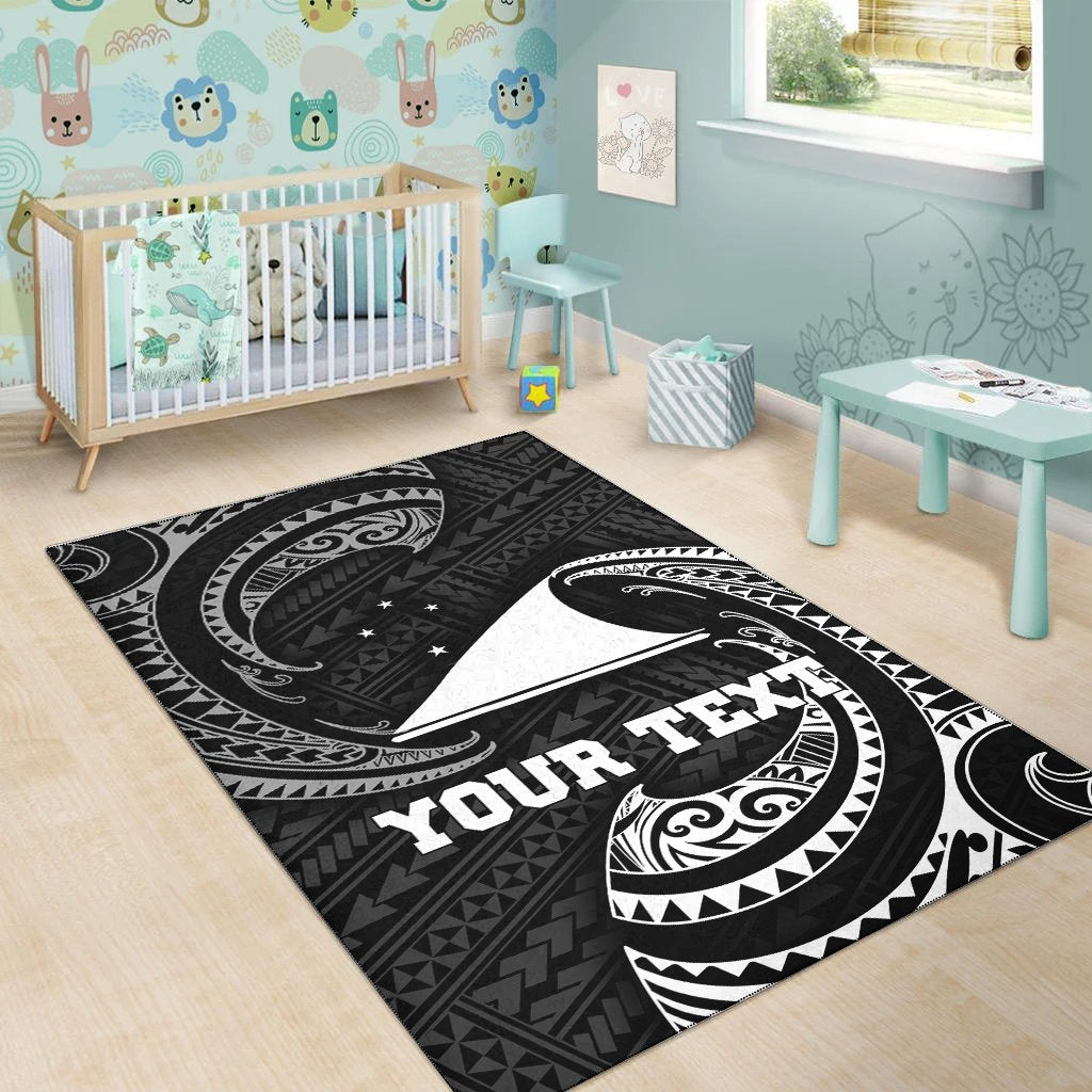 Tokelau Polynesian Custom Personalised Area Rug - White Tribal Wave - Vibe Hoodie Shop