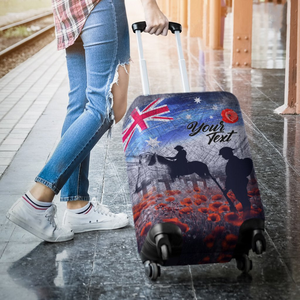 (Custom Text) ANZAC Day Luggage Covers - Lest We Forget Vintage Poppies - Vibe Hoodie Shop