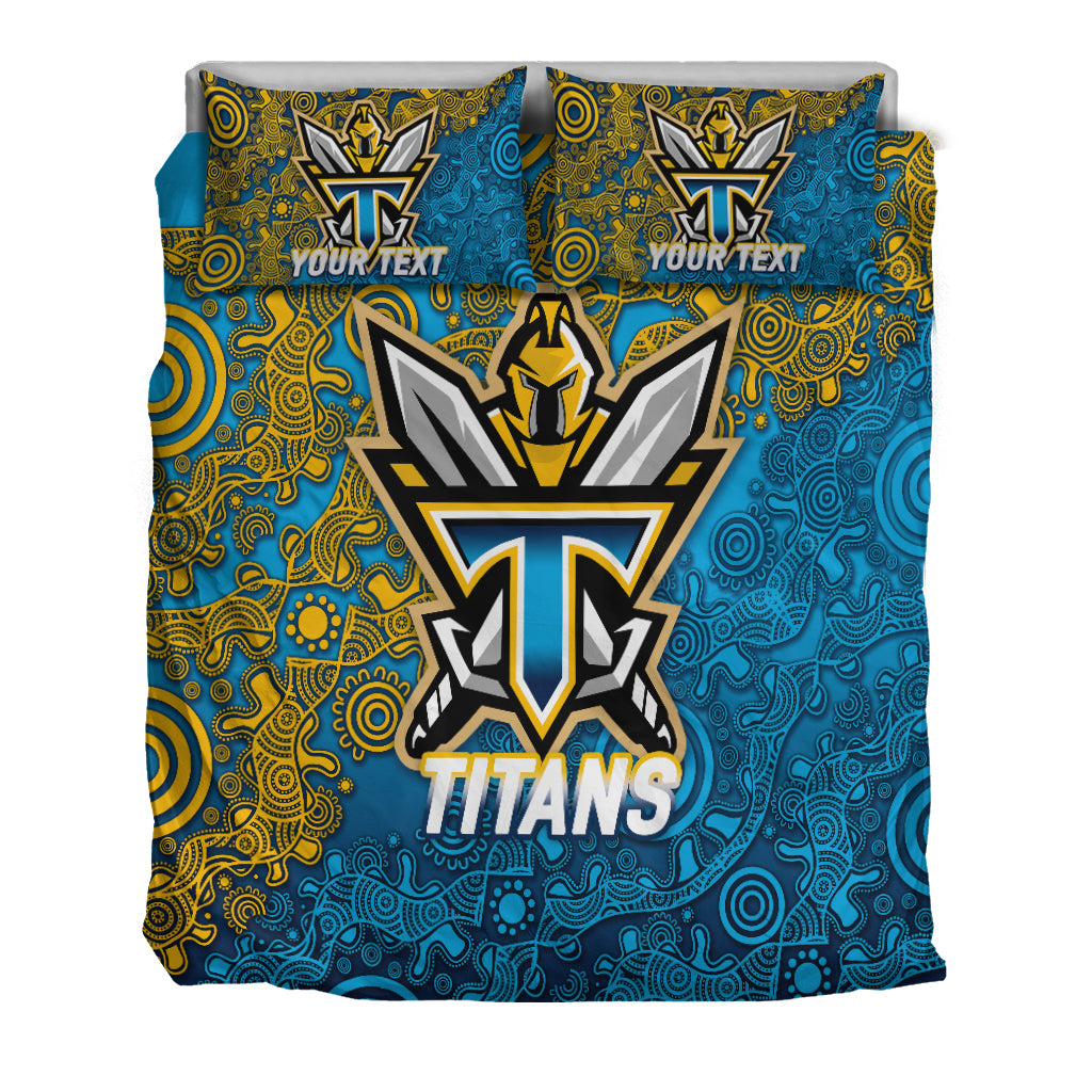 (Custom Personalised) Titans Rugby 2022 Aboriginal Art Bedding Set - - Vibe Hoodie Shop