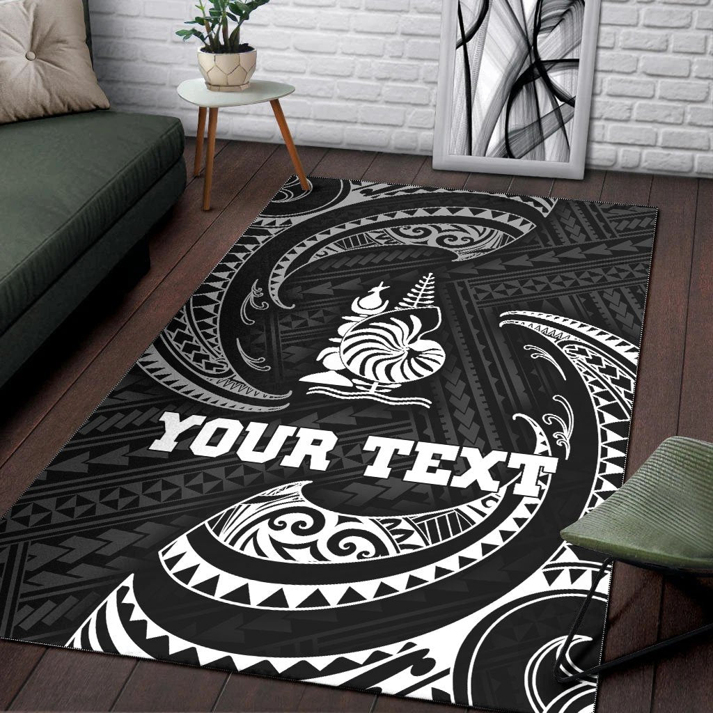 New Caledonia Polynesian Custom Personalised Area Rug - White Tribal Wave - Vibe Hoodie Shop