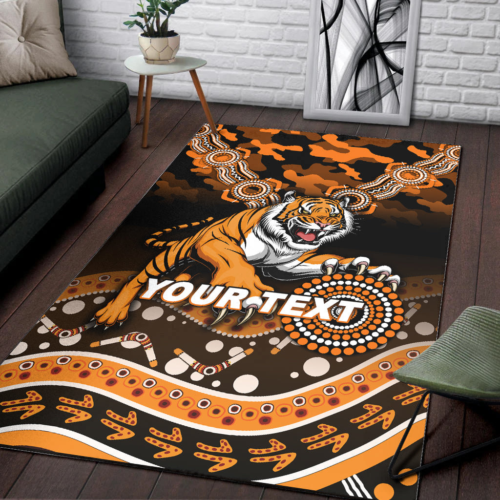 (Custom Personalised) Tigers Rugby ANZAC Day Camouflage Indigenous Art Area Rug - - Vibe Hoodie Shop