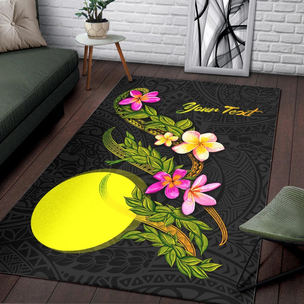 Palau Polynesian Custom Personalised Area Rug - Plumeria Tribal - Vibe Hoodie Shop