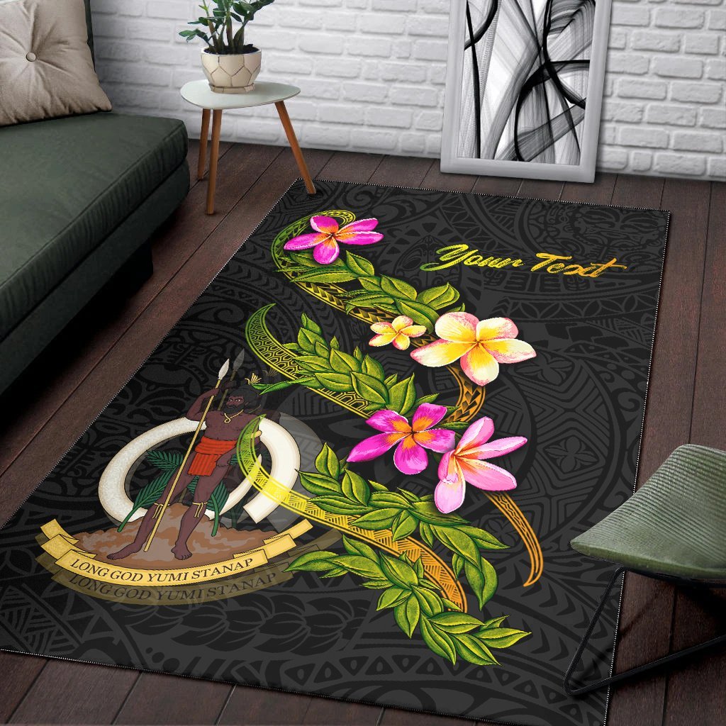 Vanuatu Polynesian Custom Personalised Area Rug - Plumeria Tribal - Vibe Hoodie Shop