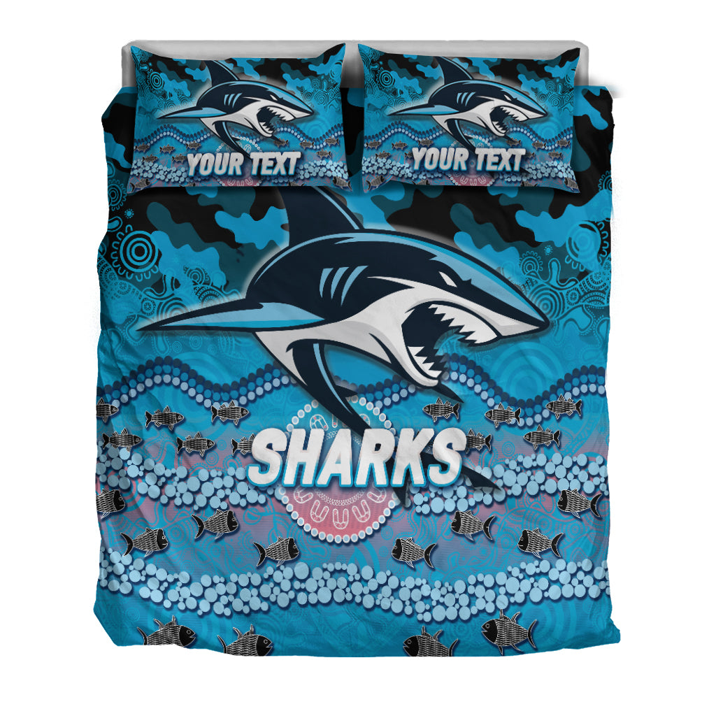 (Custom Personalised) Sharks Rugby ANZAC Day Camouflage Indigenous Art Bedding Set - - Vibe Hoodie Shop