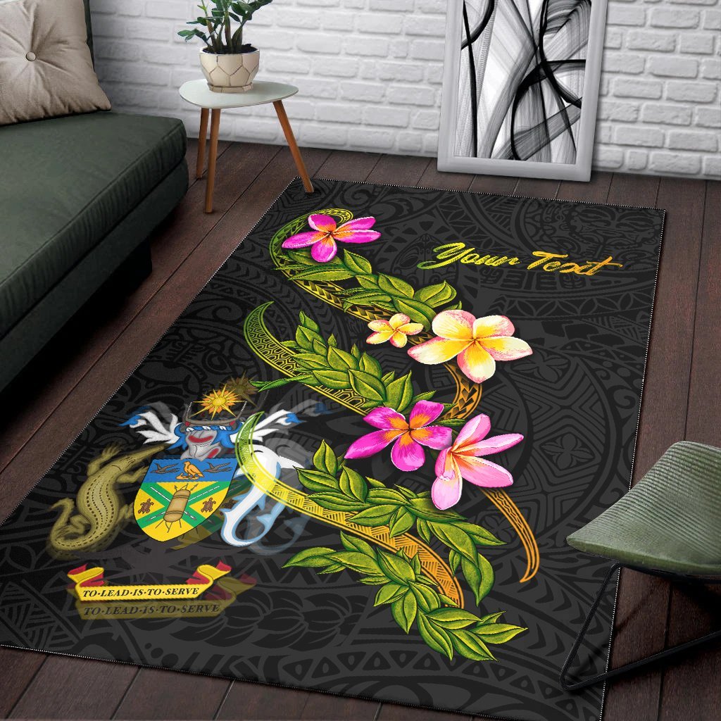 Solomon Islands Polynesian Custom Personalised Area Rug - Plumeria Tribal - Vibe Hoodie Shop