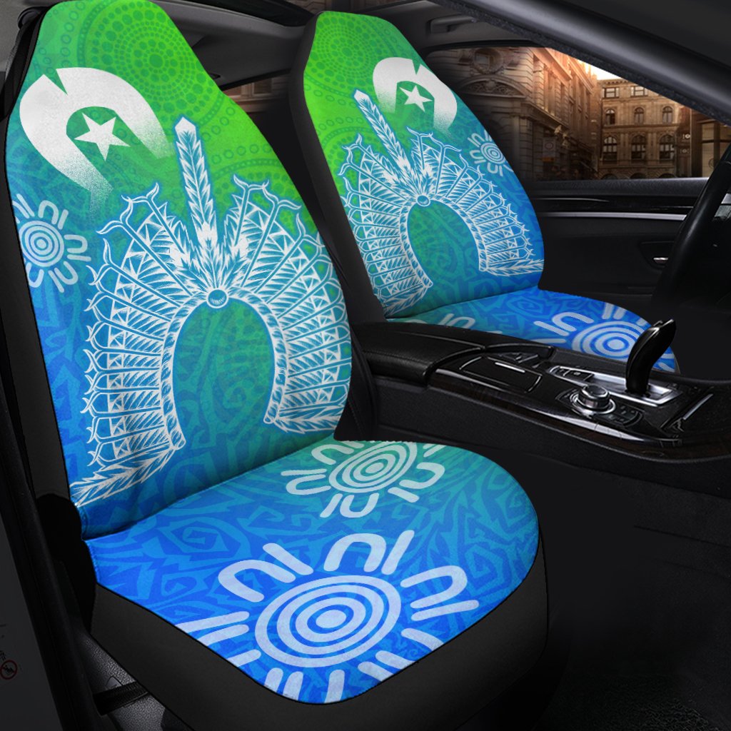 Torres Strait Islanders Car Seat Covers - Dhari Mask Ocean Style - Vibe Hoodie Shop