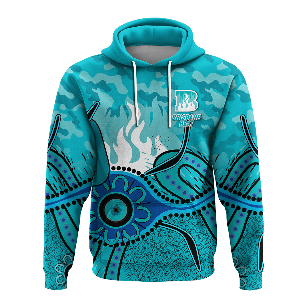 (Custom Personalised) Brisbane Heat Cricket ANZAC Day Aboriginal Hoodie - LT12 - Vibe Hoodie Shop
