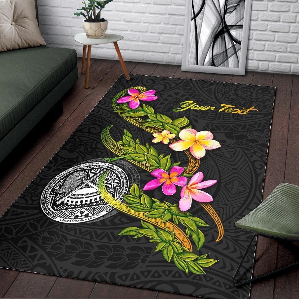 American Samoa Polynesian Custom Personalised Area Rug - Plumeria Tribal - Vibe Hoodie Shop