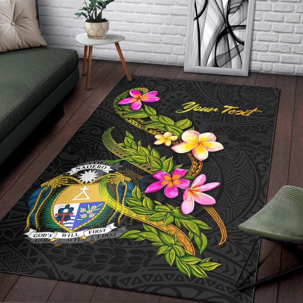 Nauru Polynesian Custom Personalised Area Rug - Plumeria Tribal - Vibe Hoodie Shop