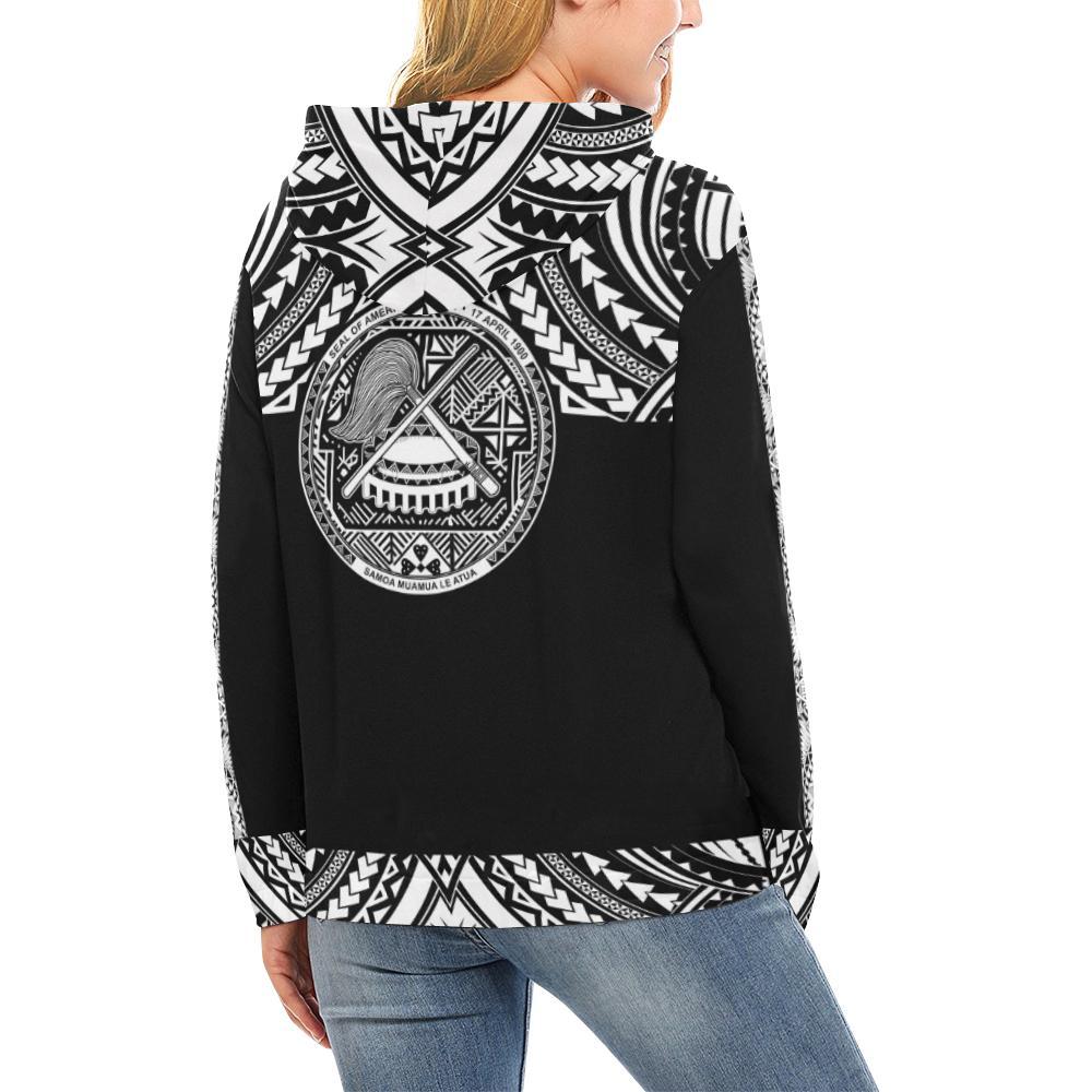 Seal Of American Samoa All Over Hoodie Black - Vibe Hoodie Shop