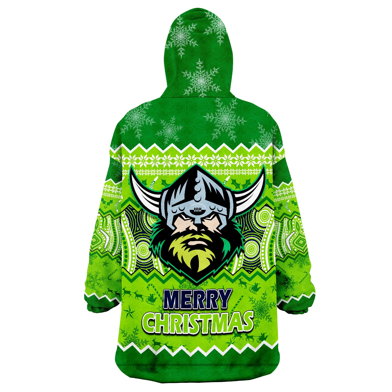 Canberra The Green Machine Raiders Aboriginal Christmas Vibe Wearable Blanket Hoodie - Vibe Hoodie Shop