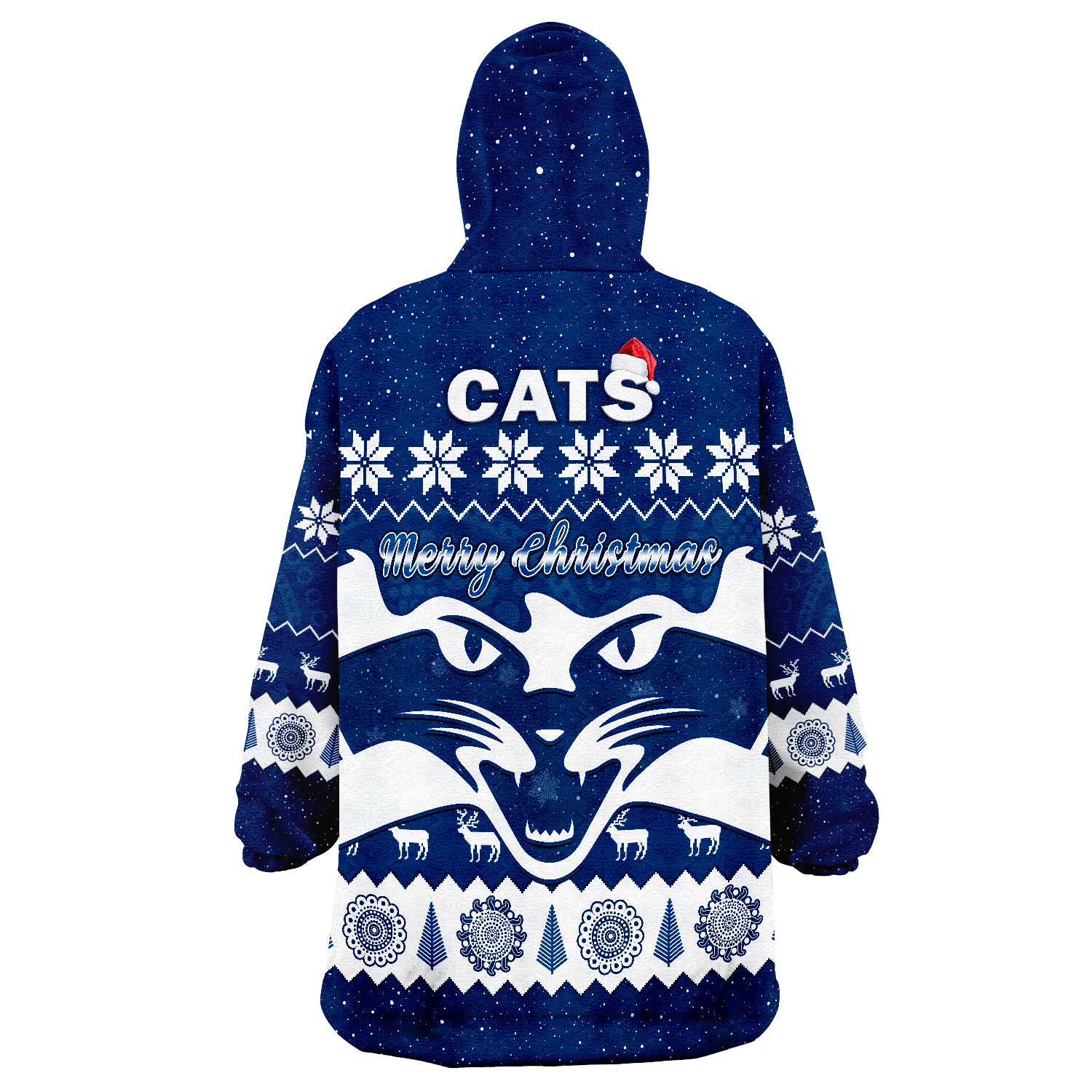 Cats Football Christmas Geelong Aboriginal Painting Wearable Blanket Hoodie - Vibe Hoodie Shop