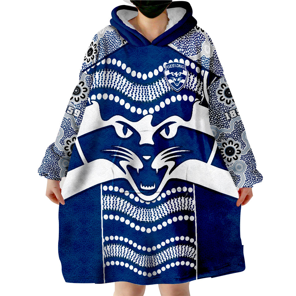 Cats Football Geelong 1859 Indigenous Sporty Version Wearable Blanket Hoodie - Vibe Hoodie Shop