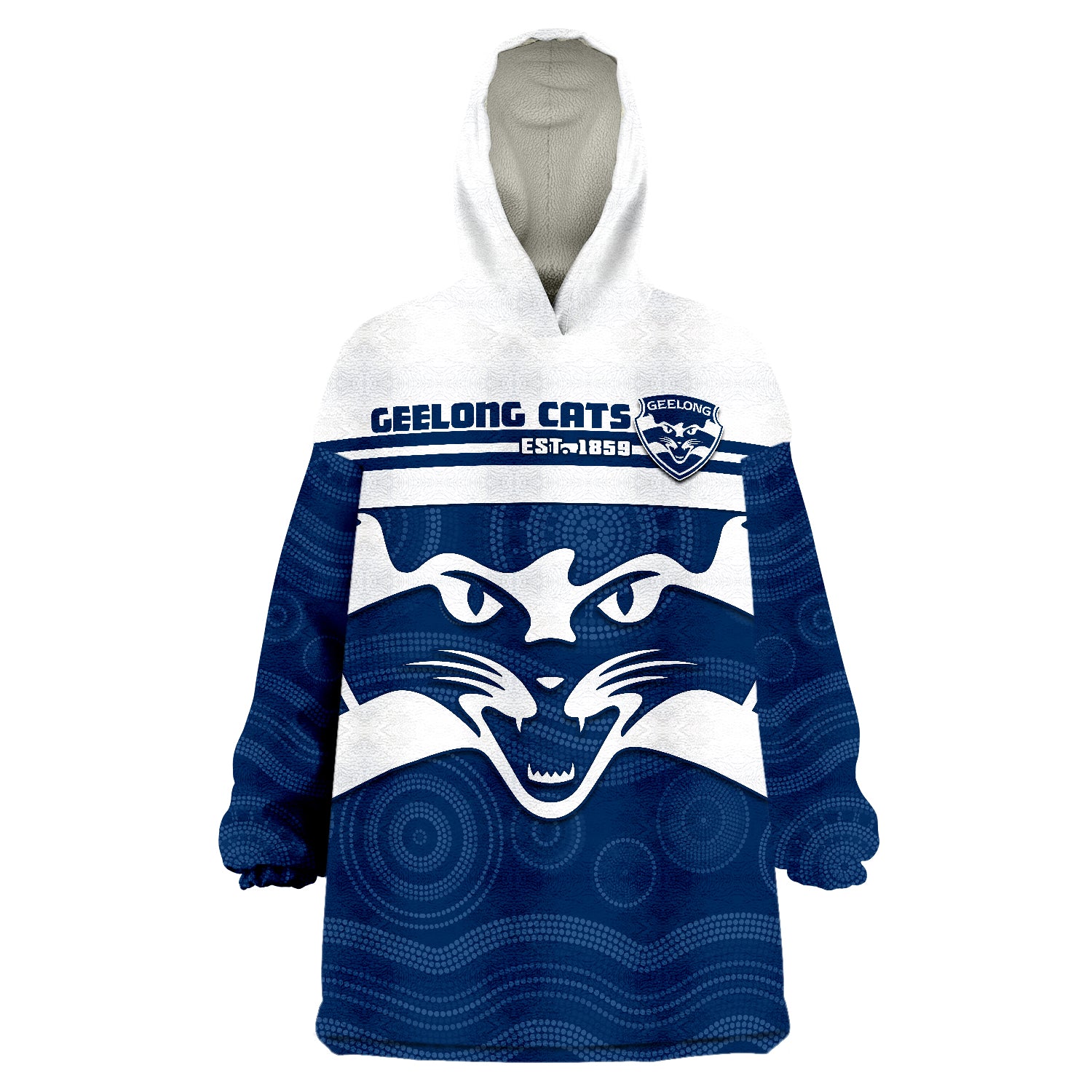 Cats Football Geelong Est 1859 Aboriginal Art Wearable Blanket Hoodie - Vibe Hoodie Shop