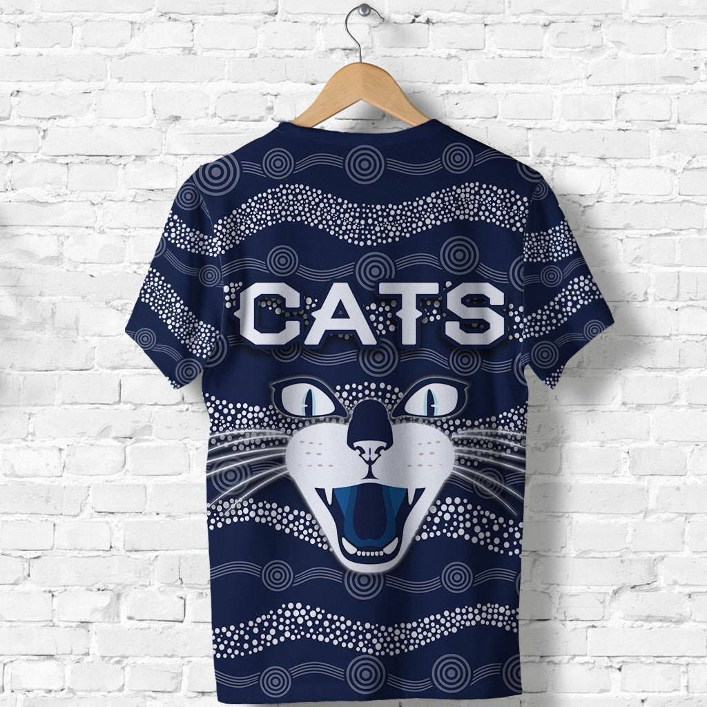 (Custom Personalised) Geelong T shirt Cats Indigenous - Navy - Vibe Hoodie Shop