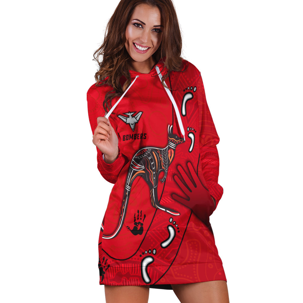 Bombers Indigenous Hoodie Dress Essendon for Life - Vibe Hoodie Shop