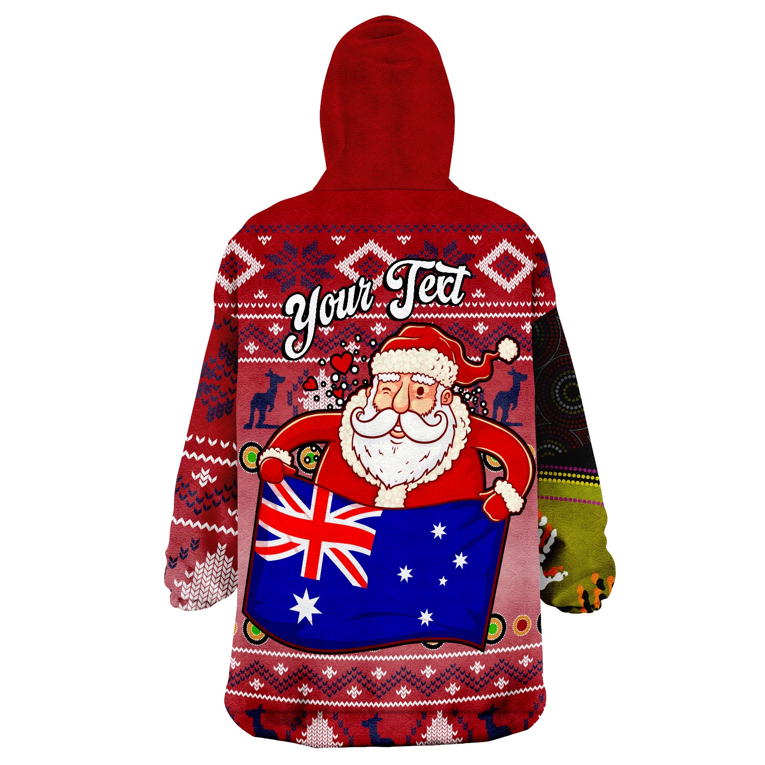 Christmas Australia Santa Claus Hold The Flag Red Wearable Blanket Hoodie - Vibe Hoodie Shop