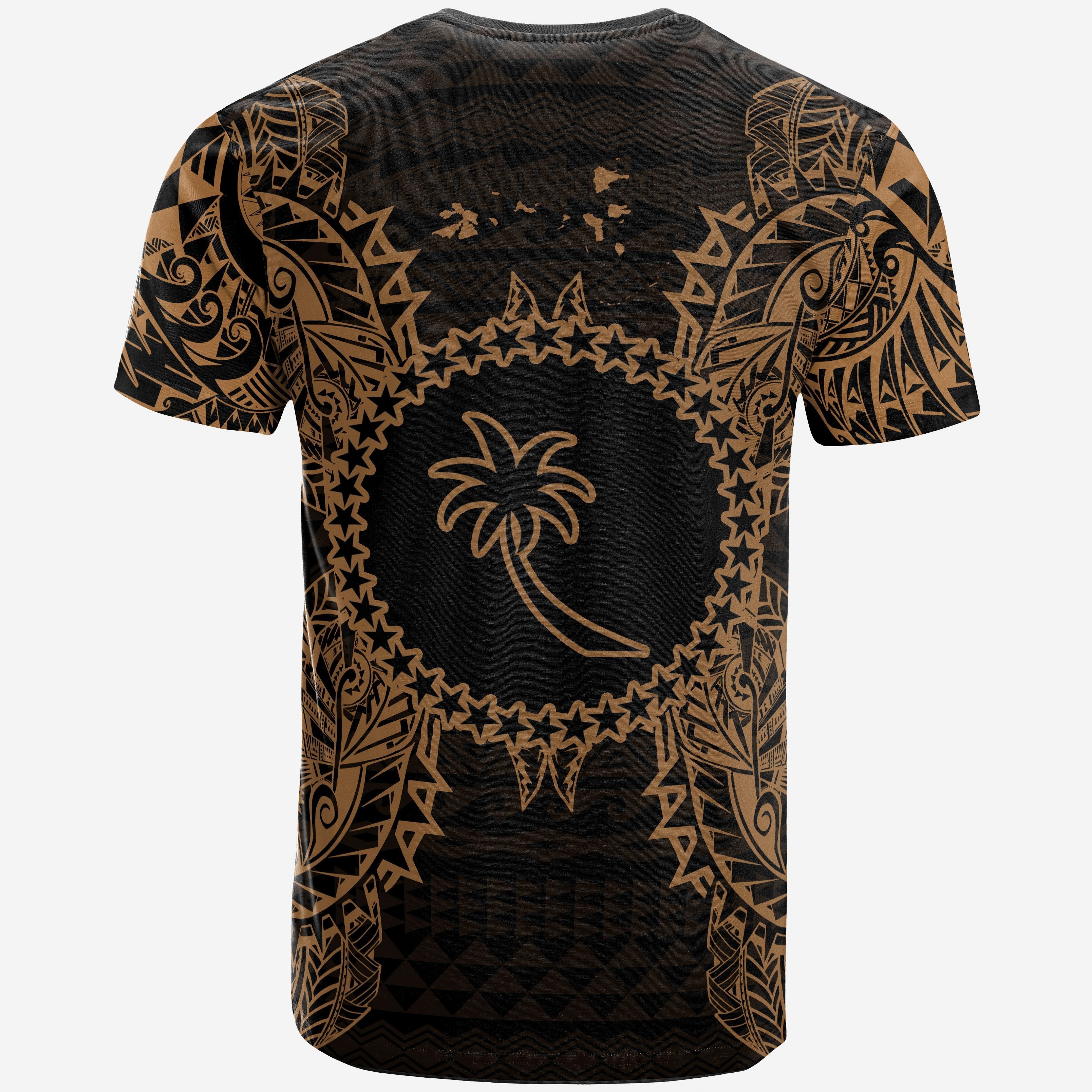 Vibe Hoodie Chuuk All T shirt - Chuuk FLag Map Polynesian Tattoo Gold - Vibe Hoodie Shop