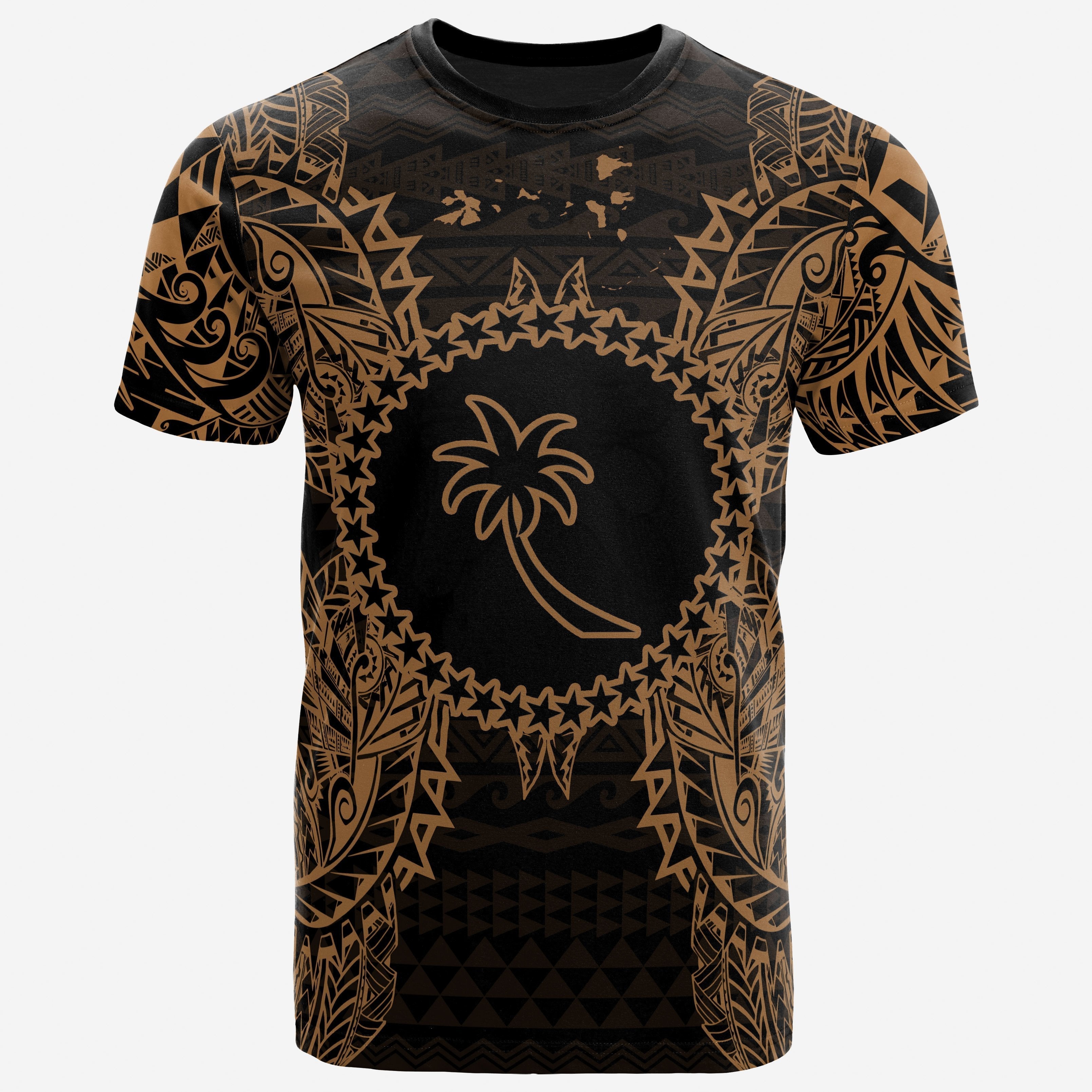 Vibe Hoodie Chuuk All T shirt - Chuuk FLag Map Polynesian Tattoo Gold - Vibe Hoodie Shop