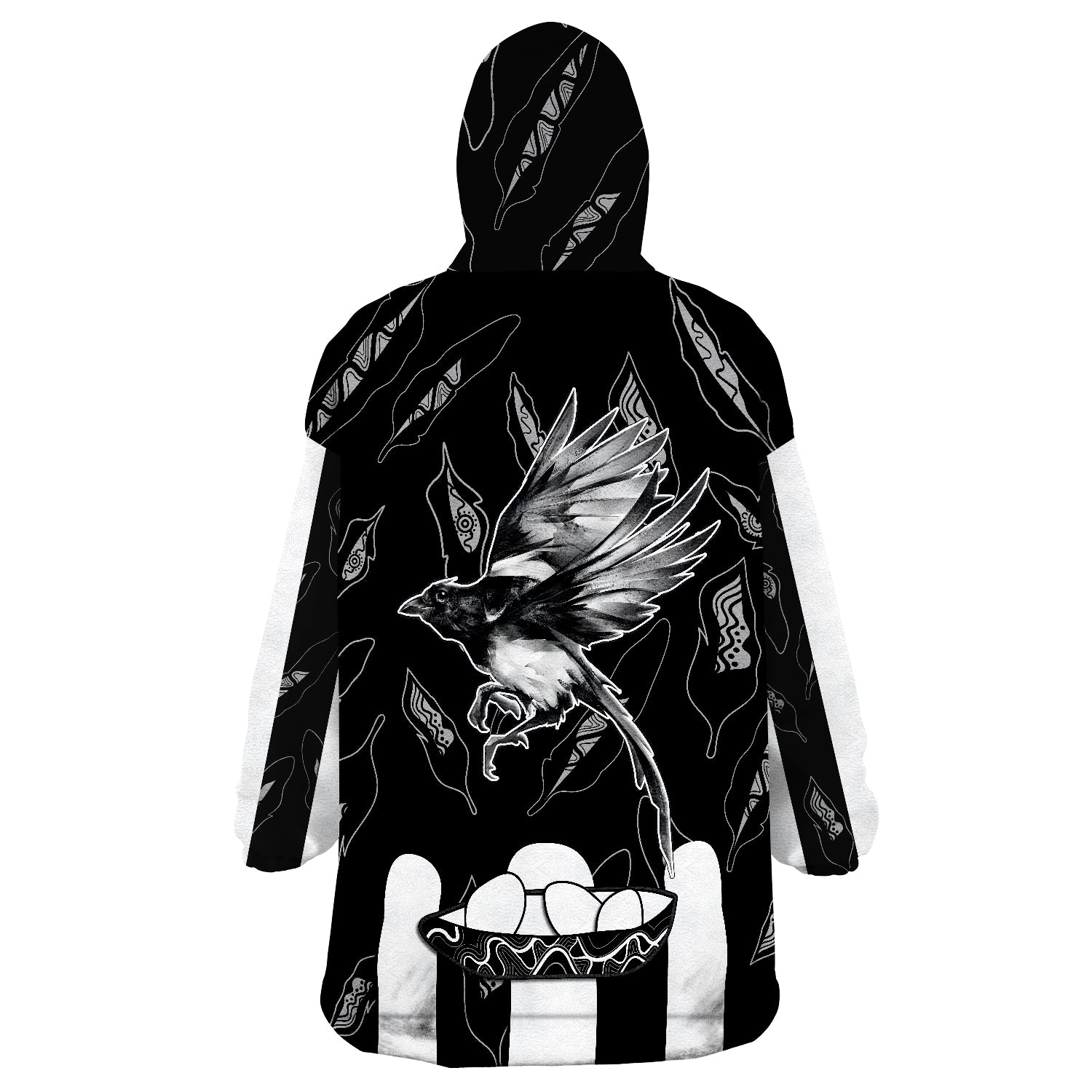 Collingwood Magpies Indigenous Guernsey No2 Version Wearable Blanket Hoodie - Vibe Hoodie Shop