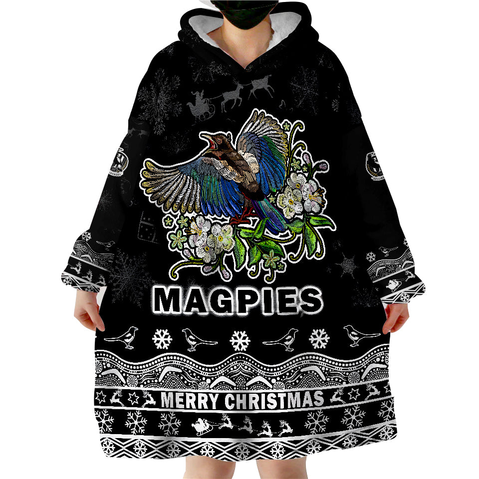 Collingwood Pies Unique Winter Season Magpies Merry Christmas Wearable Blanket Hoodie - Vibe Hoodie Shop