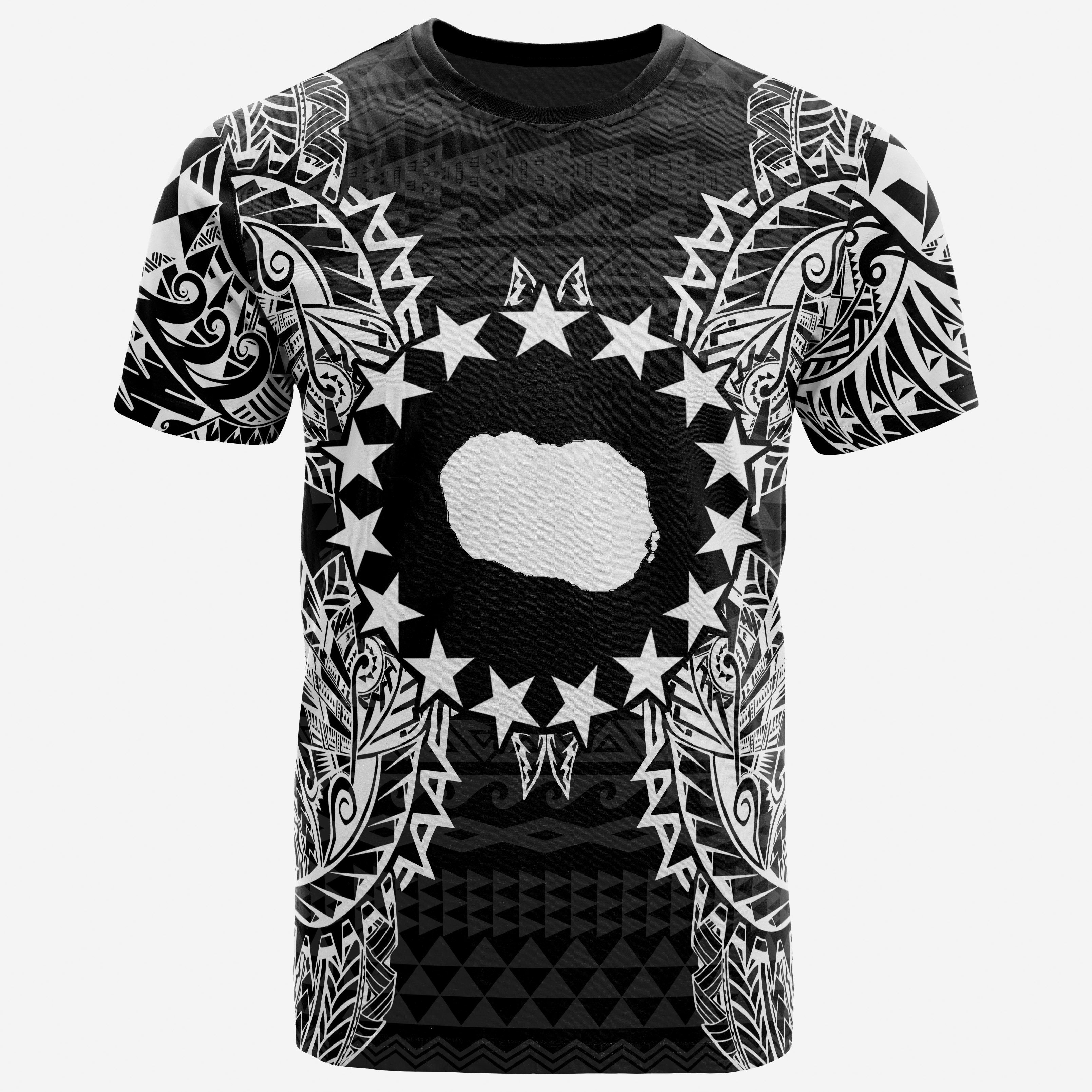Vibe Hoodie Cook Islands Polynesian All T shirt - Cook Islands Flag Map Polynesian Tattoo White Black - Vibe Hoodie Shop